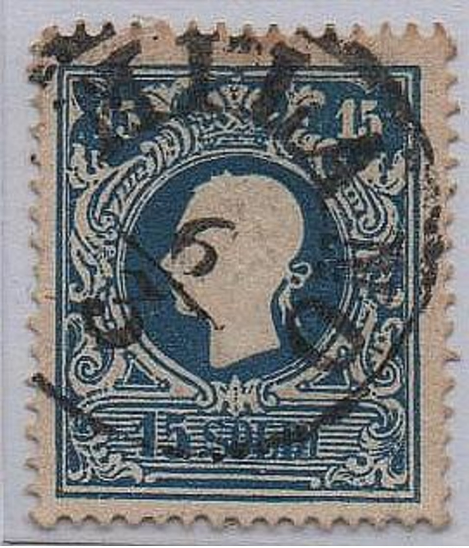 1858: 15 Soldi Azzurro I Tipo Usato Att.Manzoni (€ 400) - Lombardo-Vénétie