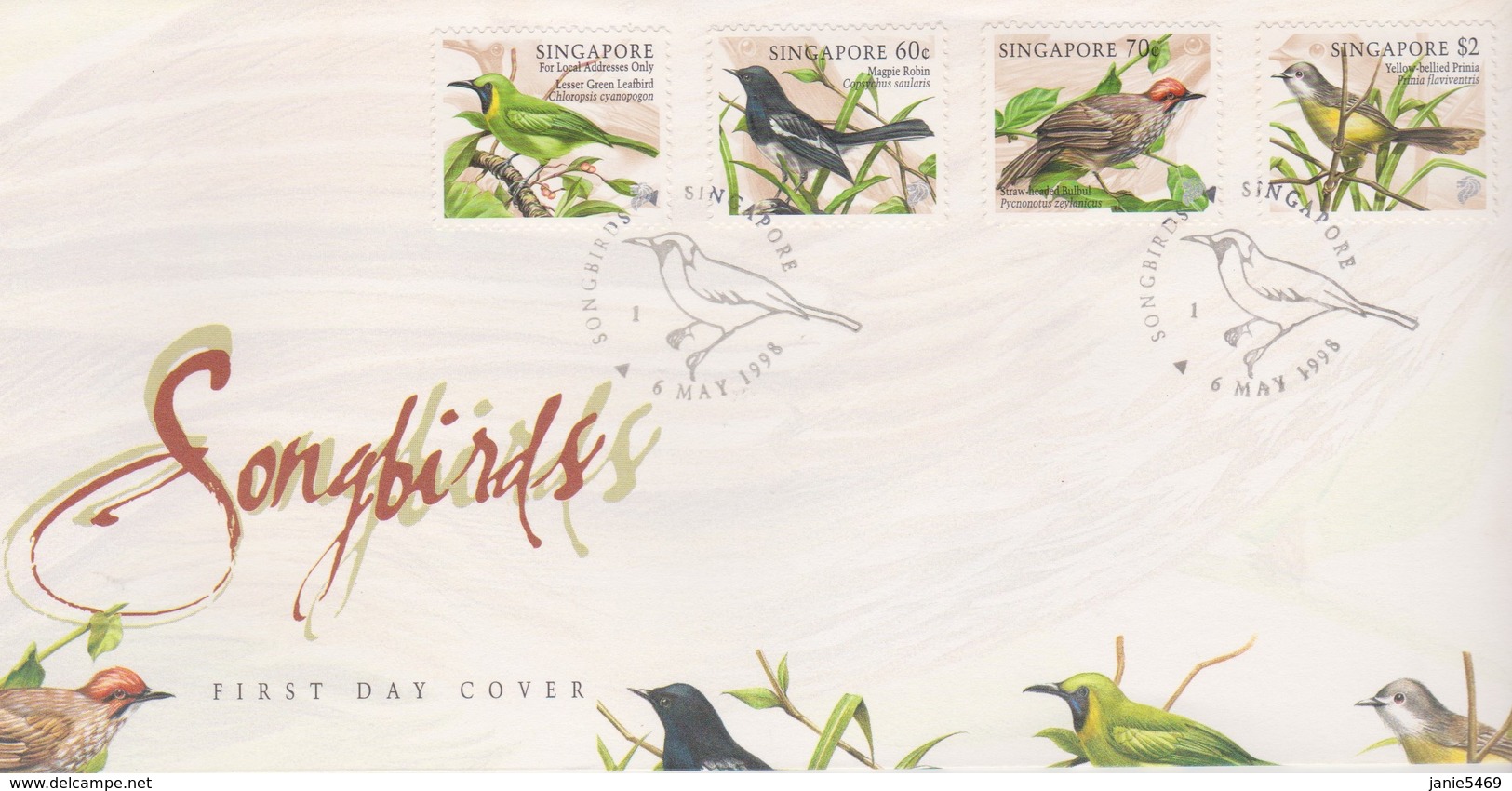 Singapore 1998 Songbirds FDC - Singapore (1959-...)