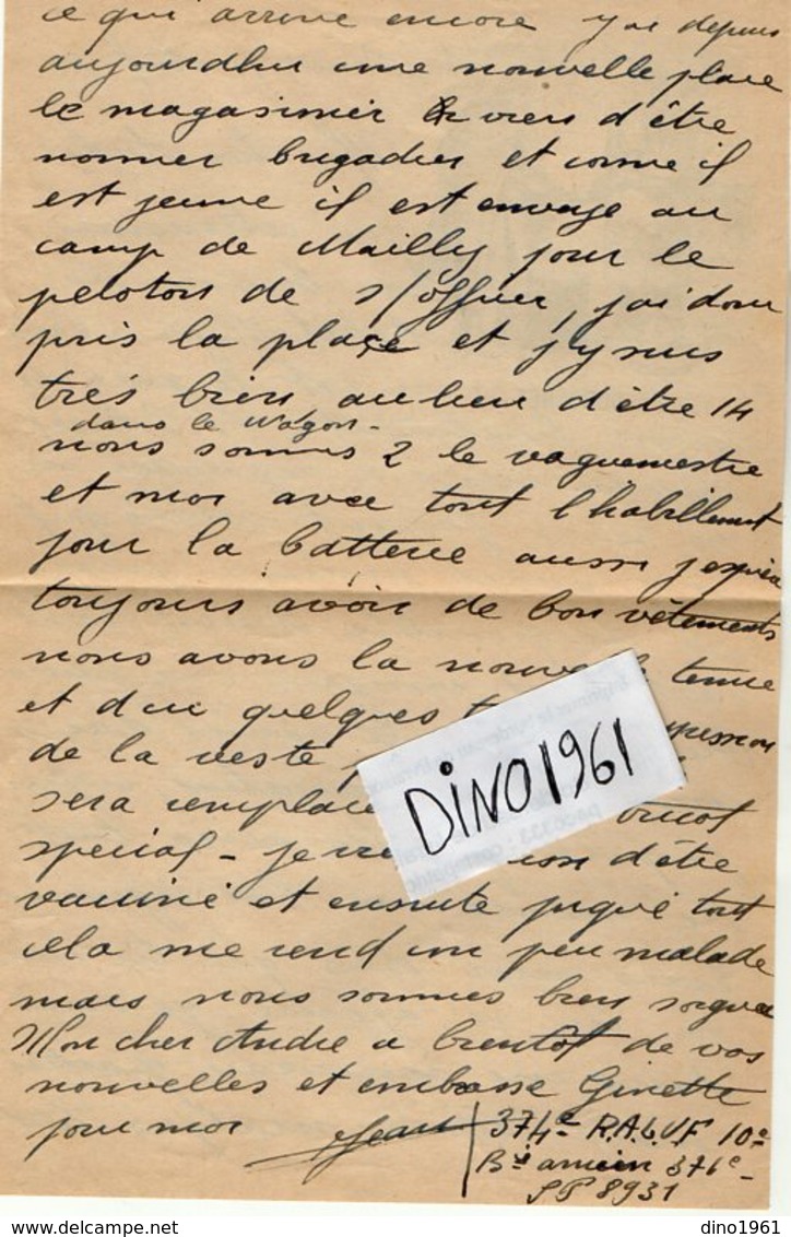 VP14.589 - MILITARIA - Lettre En Franchise Militaire ( Collection DUBONNET ) Soldat J. LE BERRE Au 374 ème RAL SP 89.31 - Documents