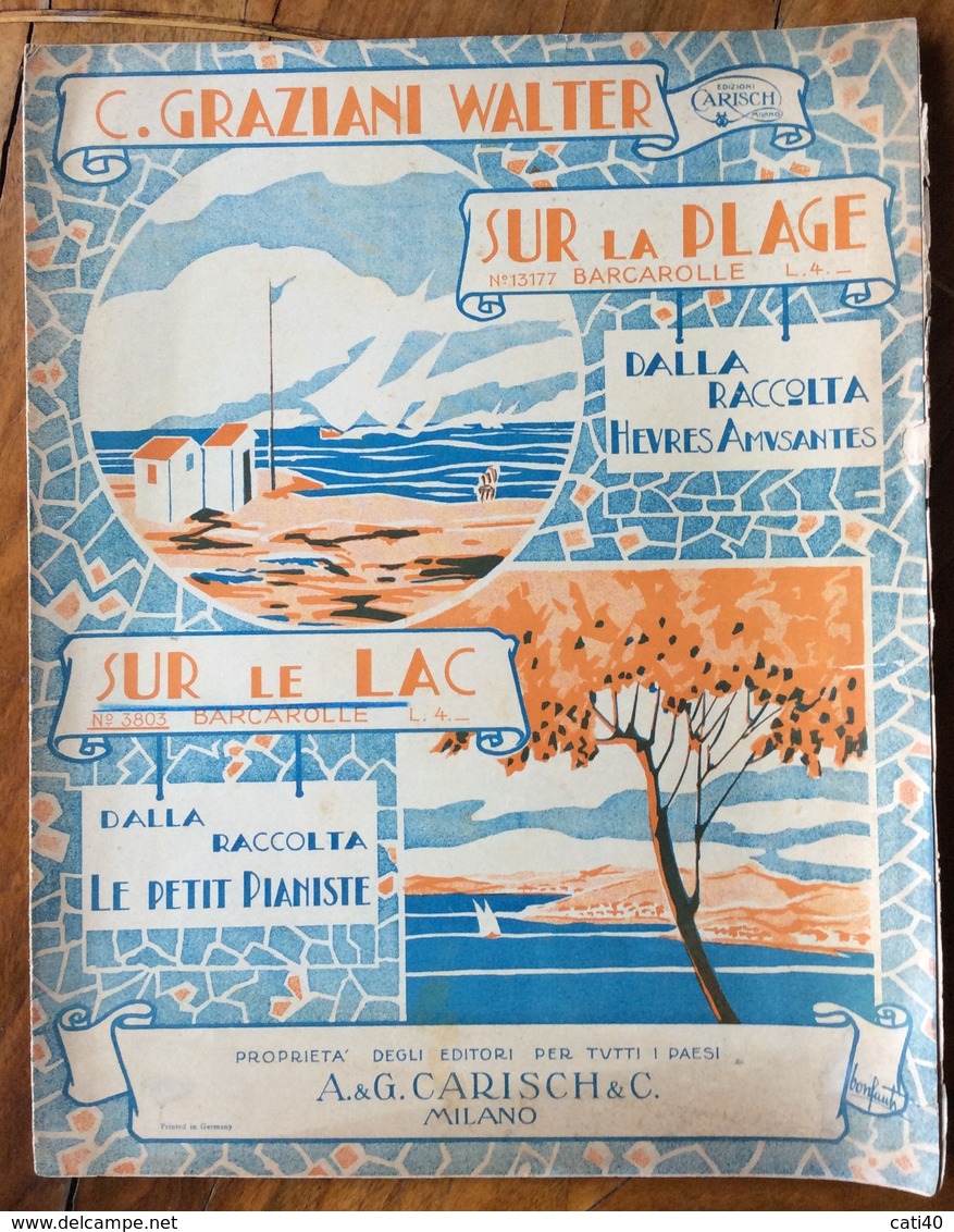 SPARTITO MUSICALE Ed.G.Carisch 1920 -SUR LA PLAGE ....di Carlo Graziani-Walter....ILLUSTRATORE BONFANTI - Altri & Non Classificati