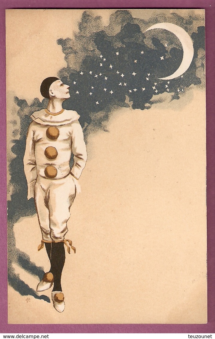 Série De 6 Cpa Pierrot Et La Lune - Dos Simple Illustrateur à Identifier CF? - Scans Recto Verso - Autres & Non Classés