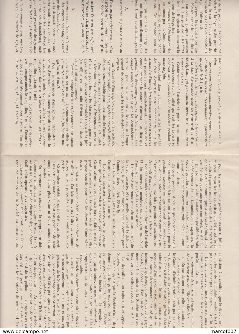 LA CABALLINE NAMUROISE - ASSURANCE PROVINCIALE-  ÉLEVEURS PROVINCE DE NAMUR - 2 DOCS - 1920 - Banque & Assurance