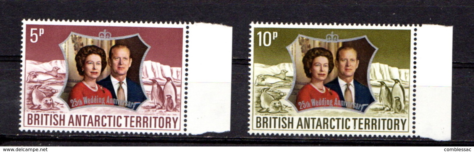 BRITISH  ANTARCTIC  TERRITORY    1972    Royal  Silver  Wedding    Set  Of  2    MNH - Unused Stamps