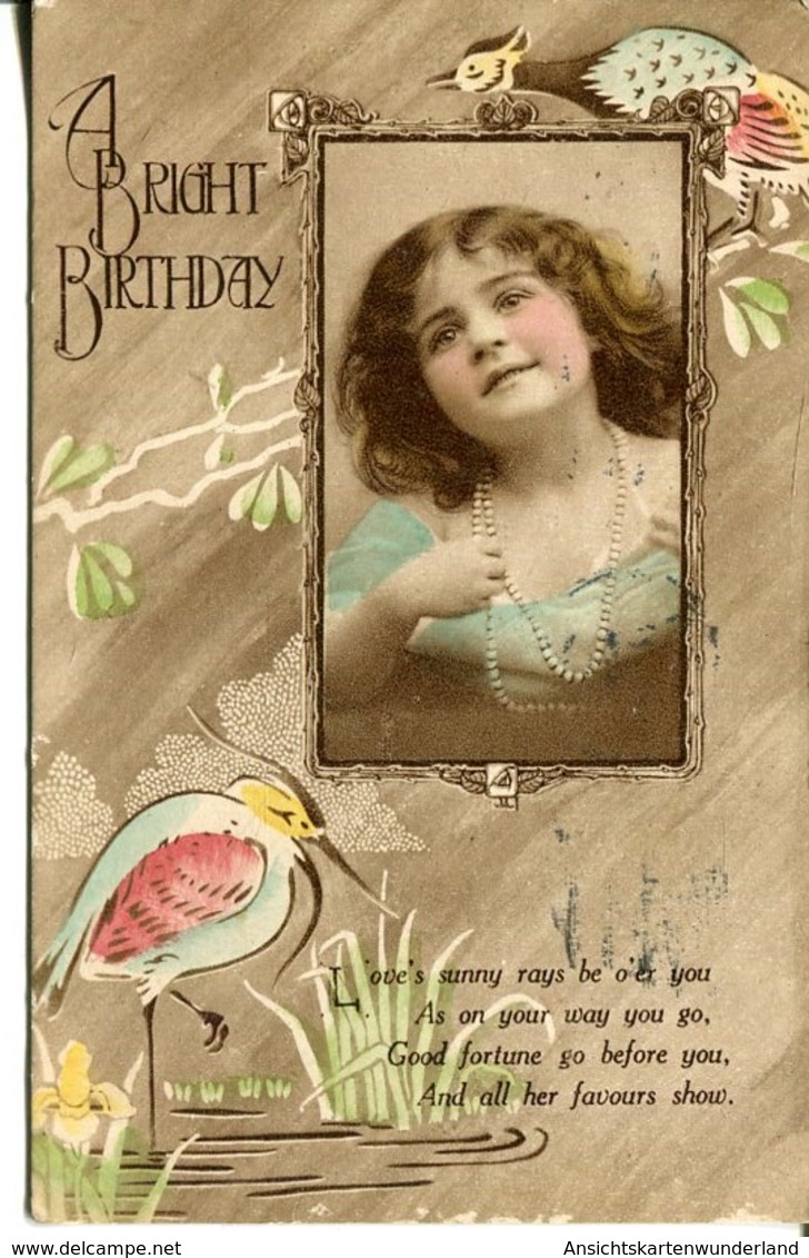 006117  A Bright Birthday. Kleines Mädchen Mit Locken Und Halskette  1922 - Geburtstag