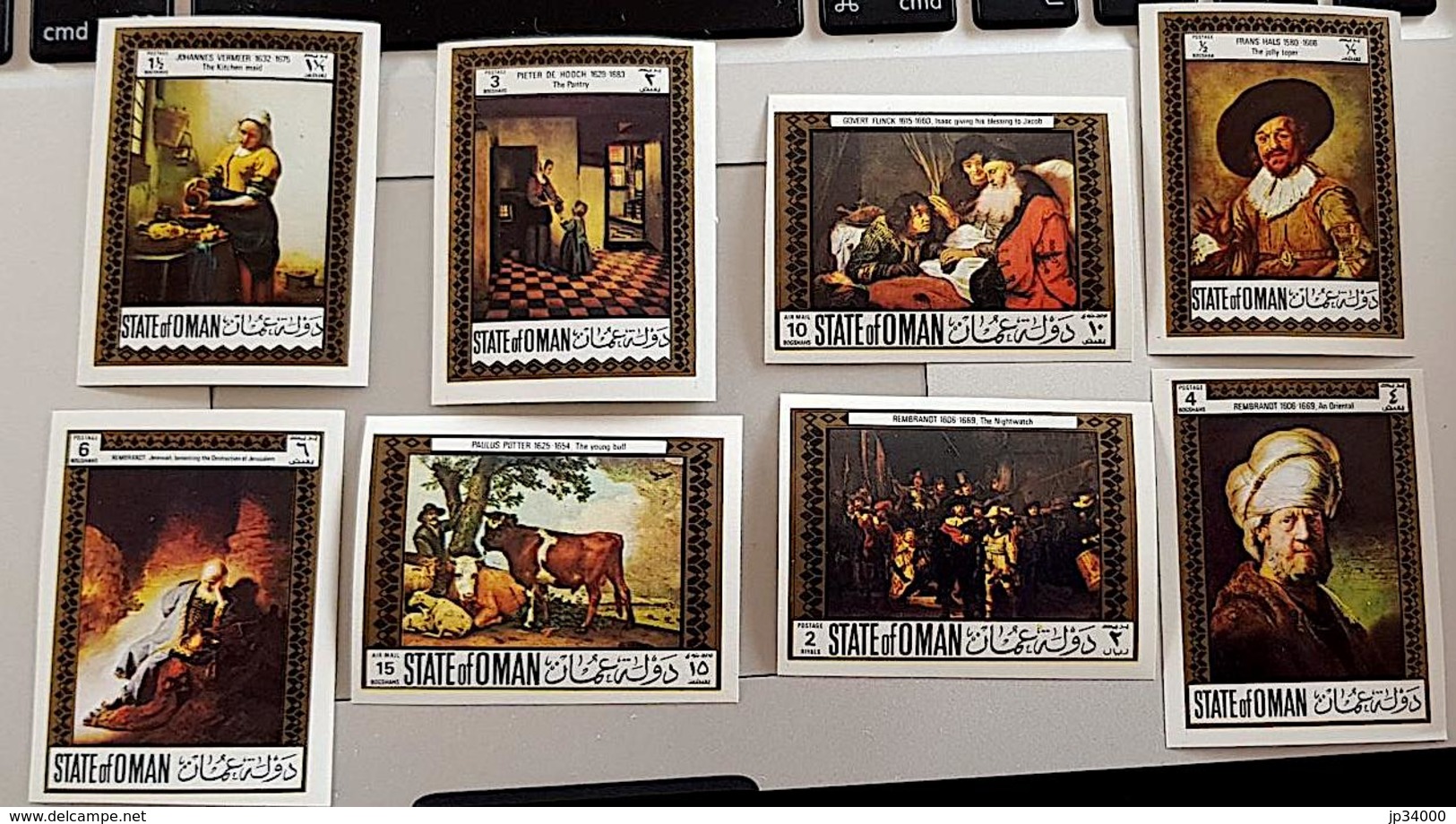 OMAN, Peinture, Painting, Rembrandt, Vermeer, Hals, Serie Complete 8 Valeurs  Non Dentelé ** MNH, Imperforate - Rembrandt