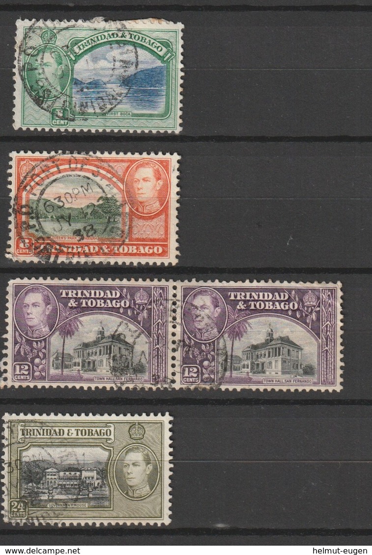 MiNr. 131, 139, 140, 141Trinidad Und Tobago 1938, 2. Mai/1944. Freimarken: König Georg VI., Landschaften Und Bauwerke. - Trinidad & Tobago (...-1961)