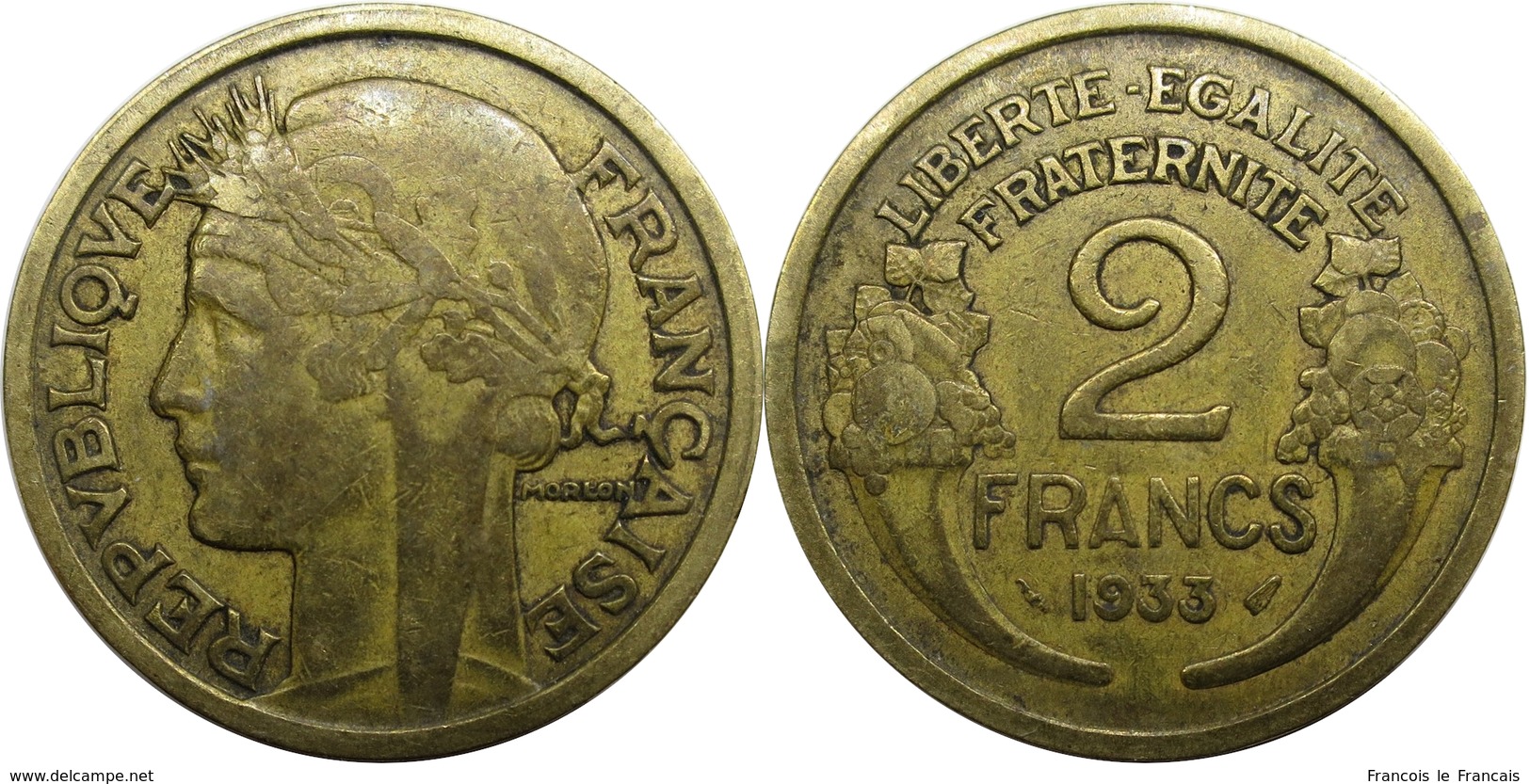 France - Troisième République - 2 Francs 1933 2 Maigre Avers 2 Morlon - Autres & Non Classés