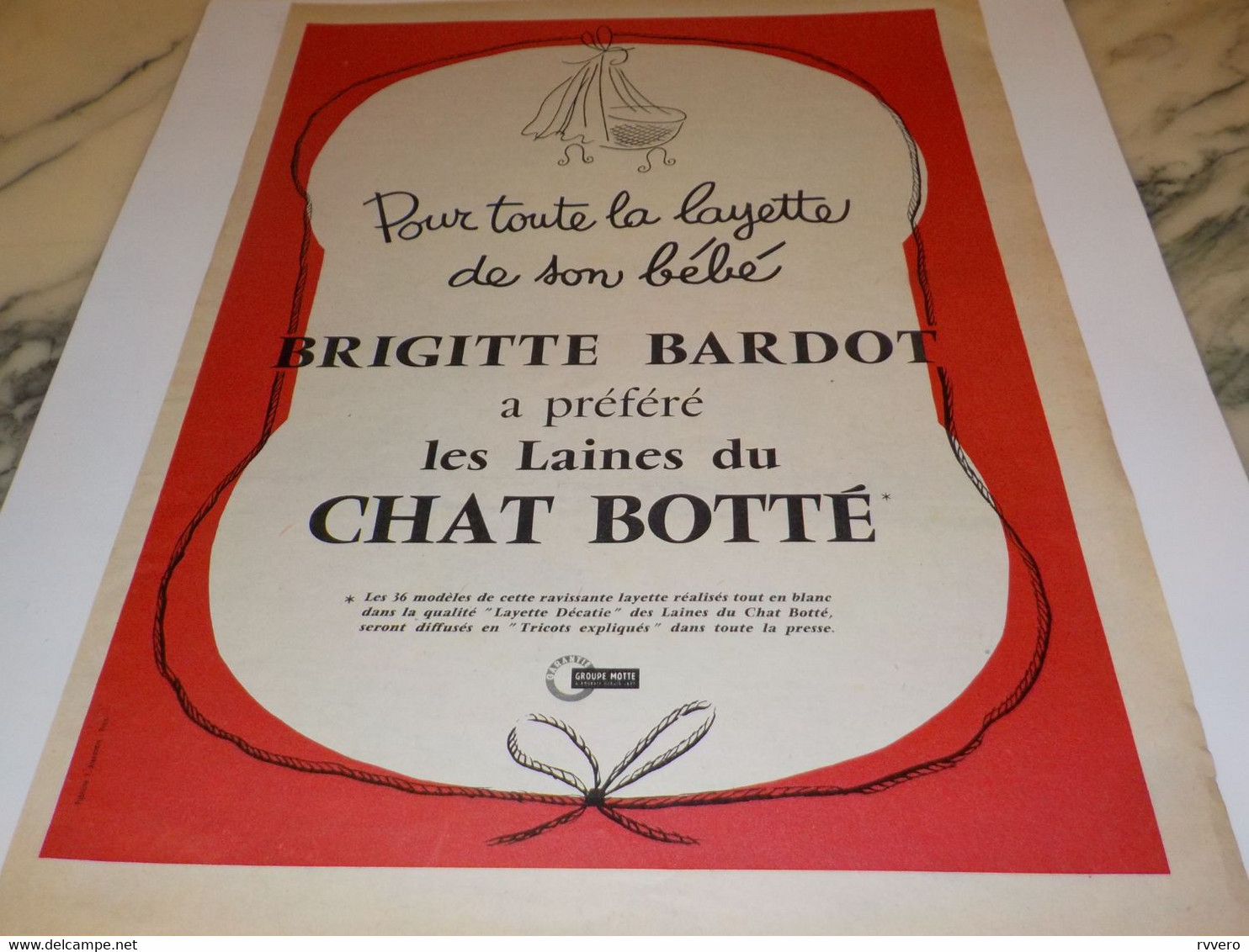 ANCIENNE PUBLICITE LAYETTE DE SON BEBE BARDOT ET CHAT BOTTE 1960 - Autres & Non Classés