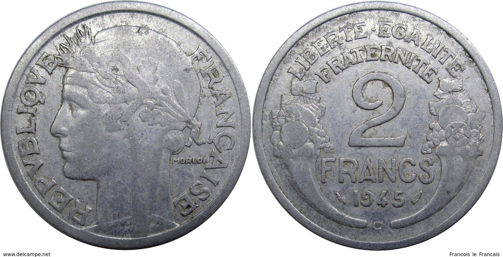 France - GPRF - 2 Francs 1945 C Morlon Aluminium - Autres & Non Classés