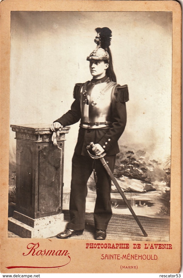 Rare Magnifique Photo D'un Dragon Cuirasse Et Casque à Crinière Format 11 X 16.5 Cm - 1914-18