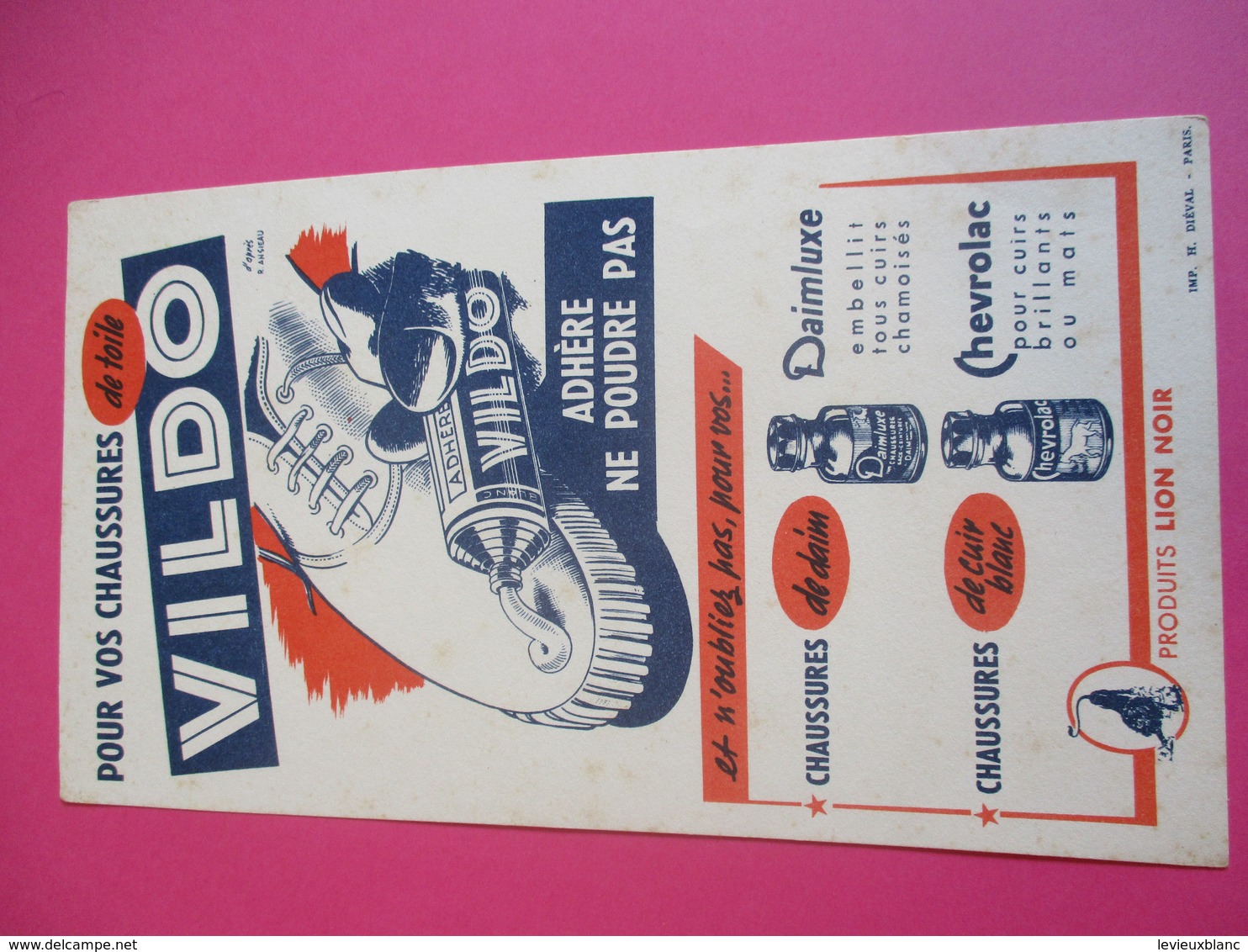 Créme/LION NOIR / Pour Vos Chaussures De Toile / VILDO/ Diéval / Paris/Vers 1940 - 1960    BUV317 - Produits Ménagers