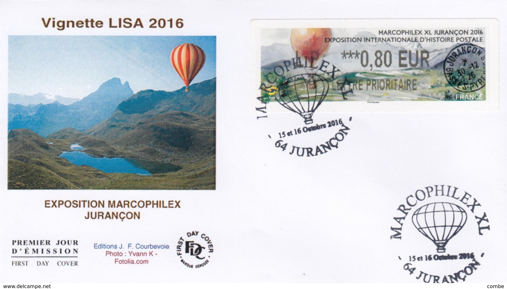 VIGNETTE LISA 2016 MARCOPHILEX JURANCON SUR FDC 16 OCTOBRE 2016 / 3834 - Autres & Non Classés