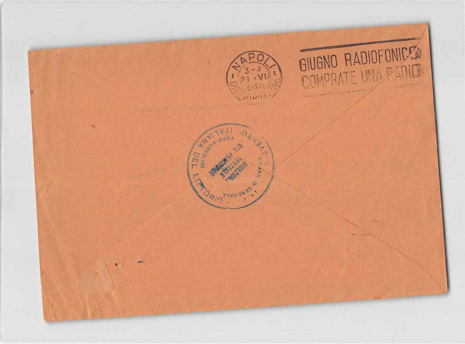 15397 01 UFFICIO POSTALE ROMA COMANDO GIL GIOVENTU ITALIANA LITTORIO X NAPOLI - Franchise