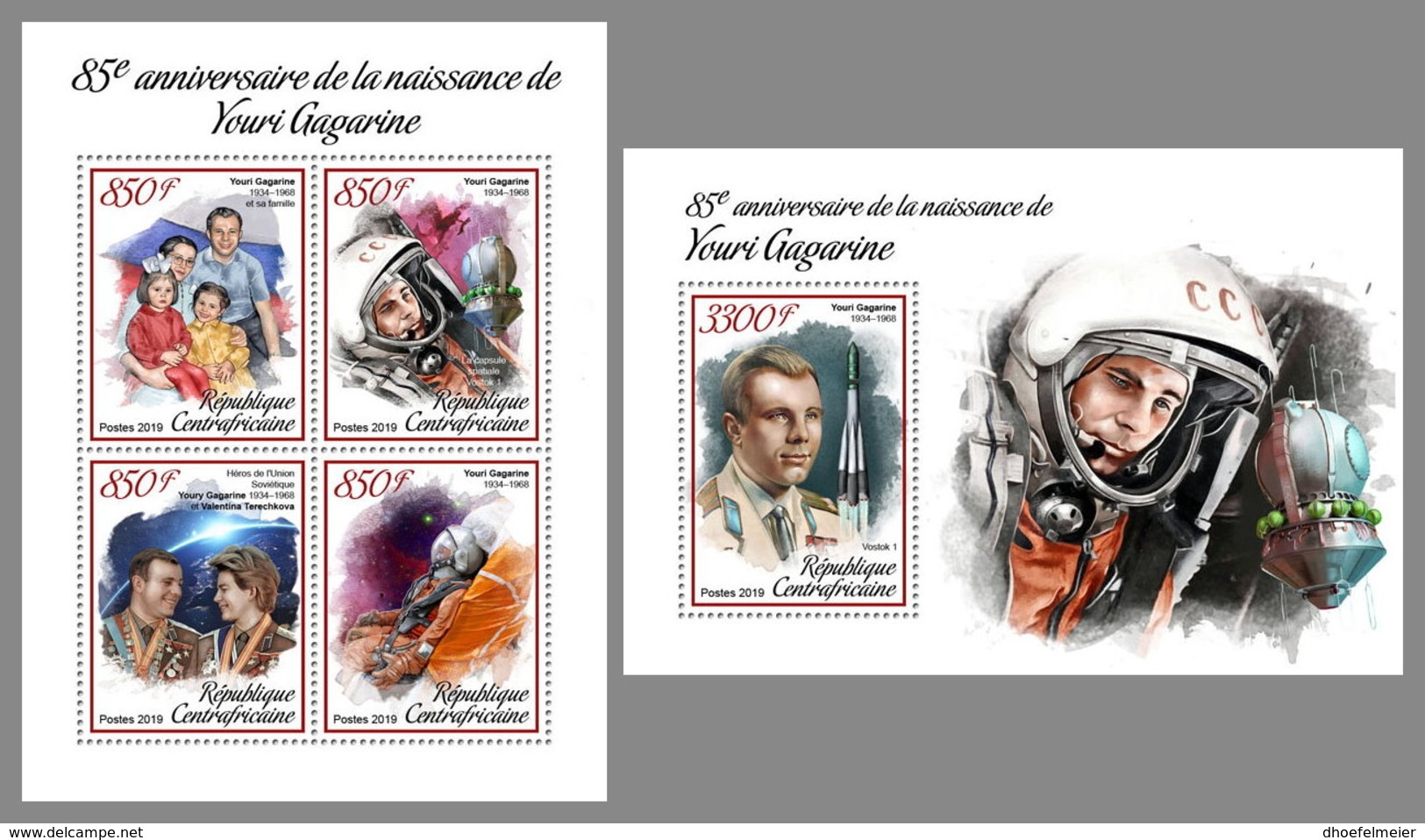 CENTRAL AFRICA 2019 MNH Yuri Gagarin Space Raumfahrt Espace M/S+S/S - OFFICIAL ISSUE - DH1906 - Afrique