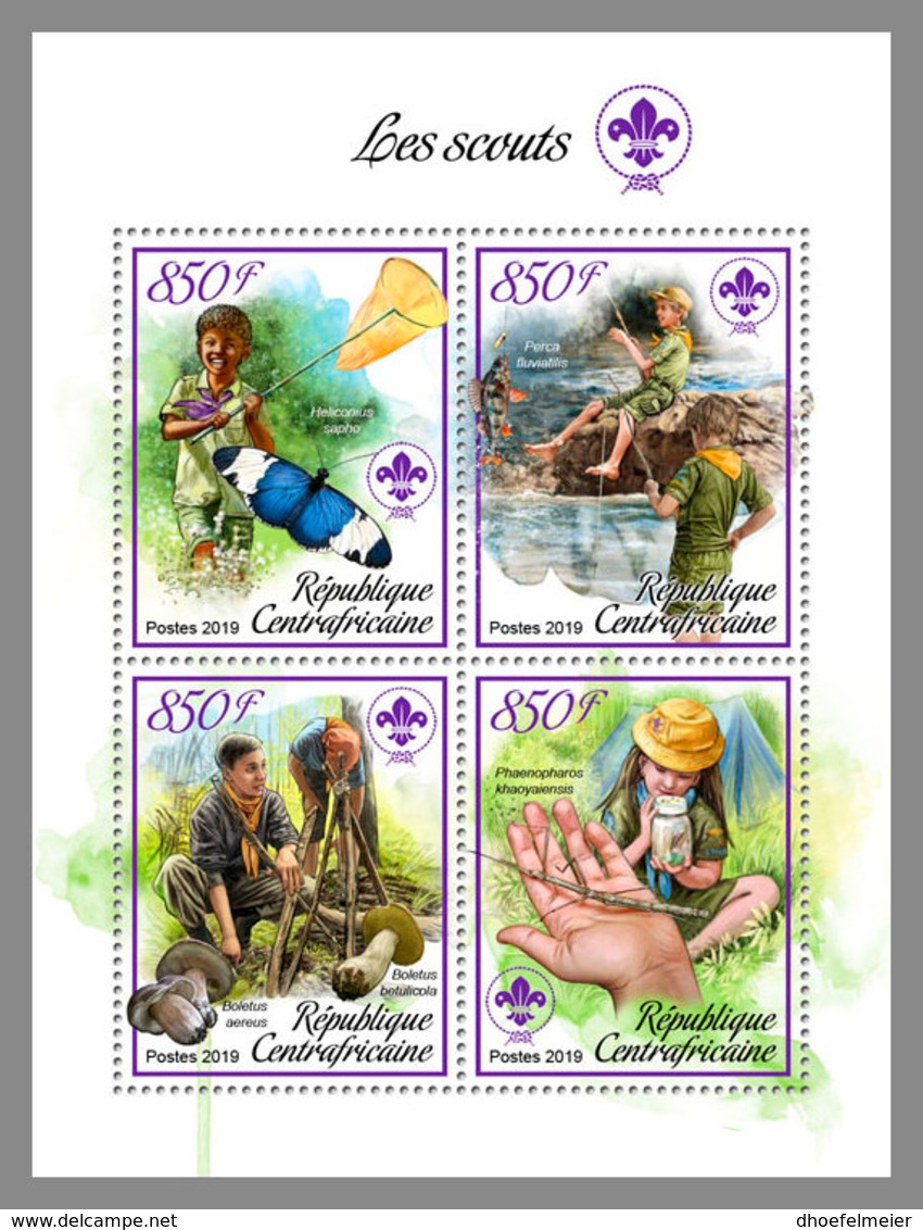 CENTRAL AFRICA 2019 MNH Scouts Pfadfinder M/S - OFFICIAL ISSUE - DH1906 - Neufs