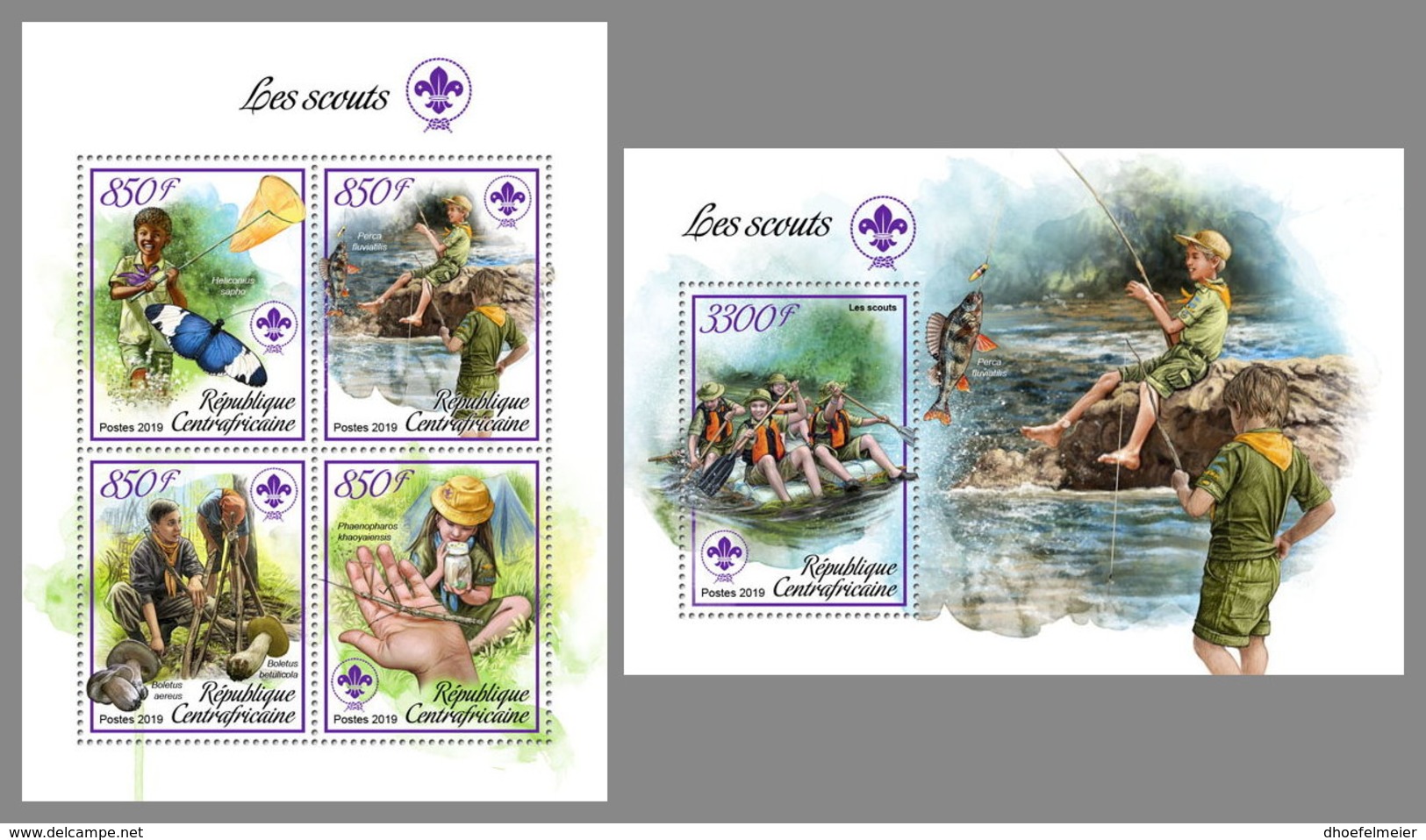 CENTRAL AFRICA 2019 MNH Scouts Pfadfinder M/S+S/S - OFFICIAL ISSUE - DH1906 - Nuevos