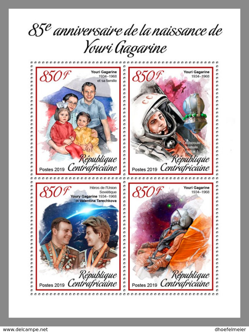 CENTRAL AFRICA 2019 MNH Yuri Gagarin Space Raumfahrt Espace M/S - IMPERFORATED - DH1906 - Africa