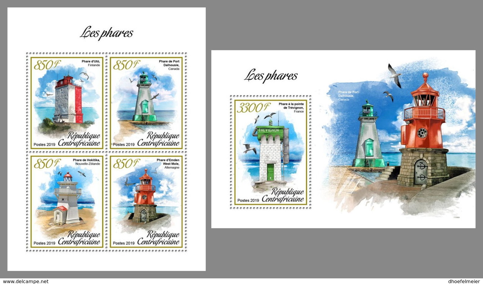 CENTRAL AFRICA 2019 MNH Lighthouses Leuchttürme Phares M/S+S/S - IMPERFORATED - DH1906 - Phares