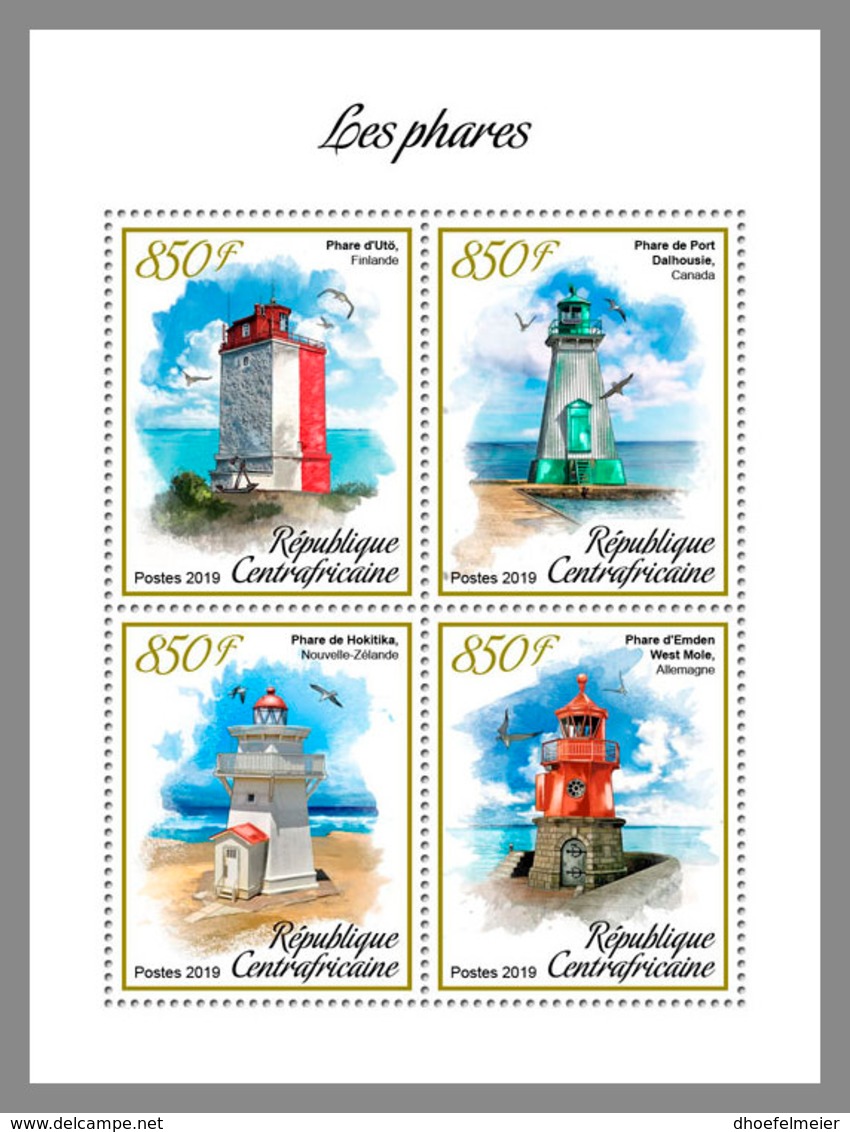 CENTRAL AFRICA 2019 MNH Lighthouses Leuchttürme Phares M/S - IMPERFORATED - DH1906 - Phares