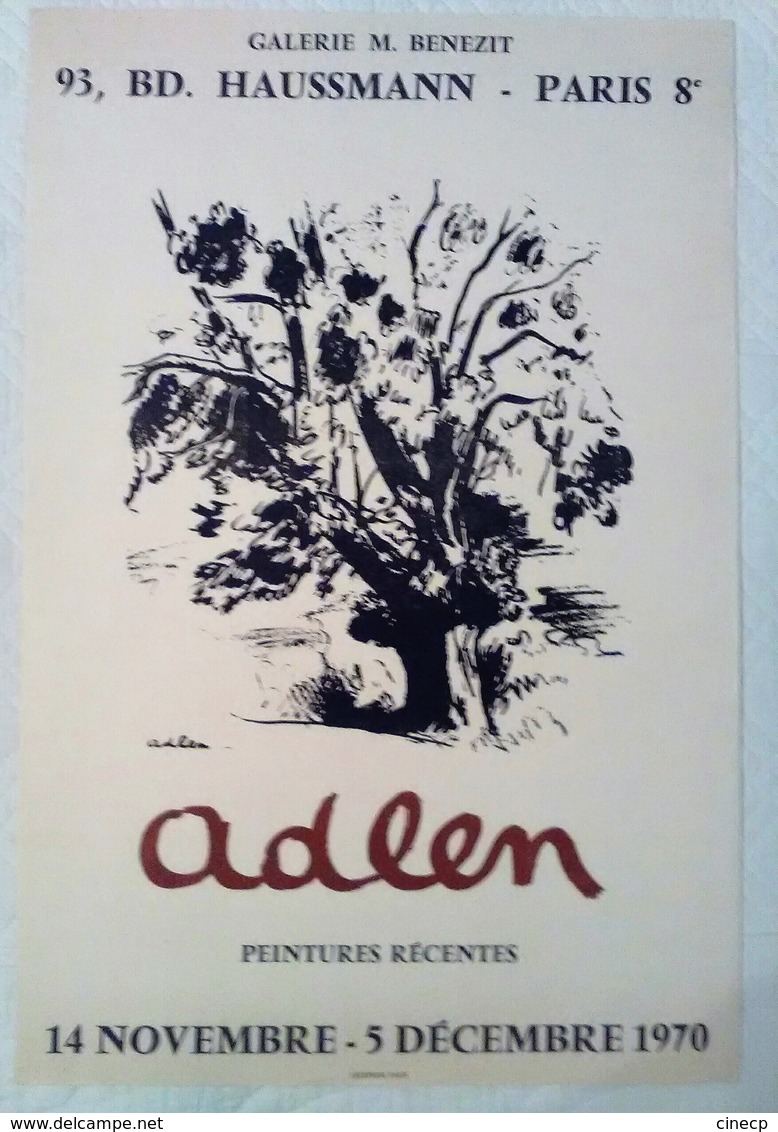 AFFICHE ANCIENNE ORIGINALE LITHOGRAPHIE EXPOSITION ADLEN 1970 Galerie Benezit Paris 8è - Affiches