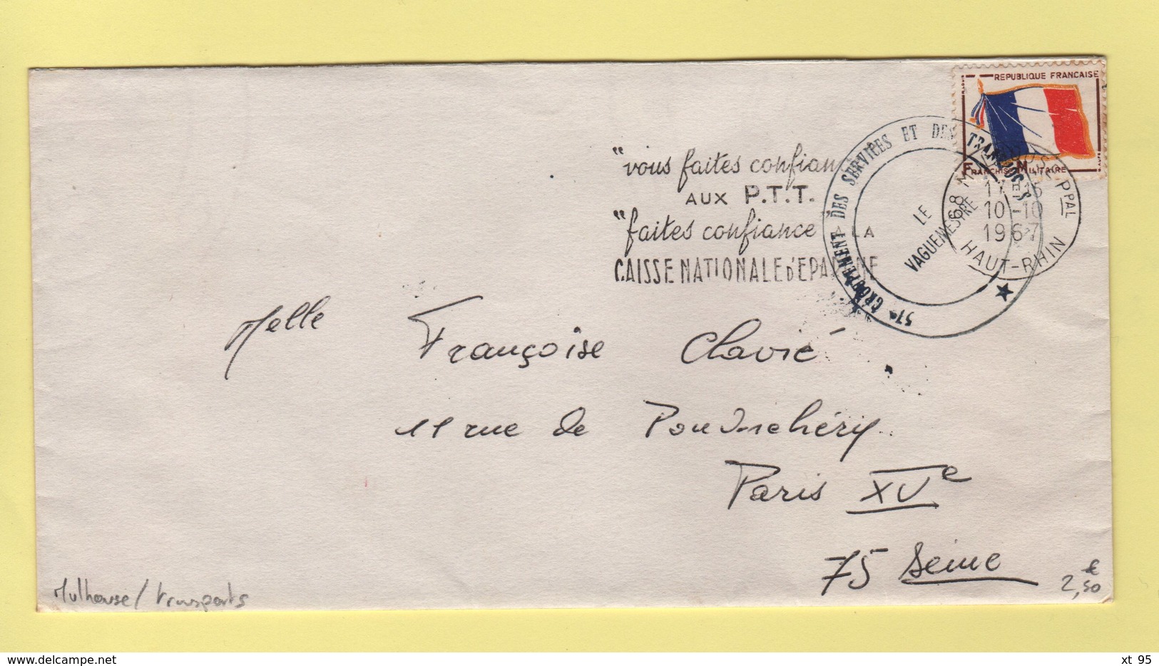 Mulhouse - 57e Groupe Des Services De Transports - Timbre FM - 1967 - Military Postage Stamps