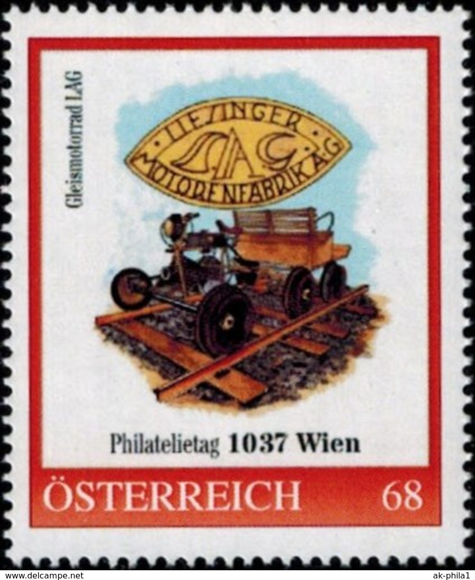 Philatelietag 1037 Wien Gleismotorrad , Pers.BM, Bogennummer 8118034** - Personalisierte Briefmarken