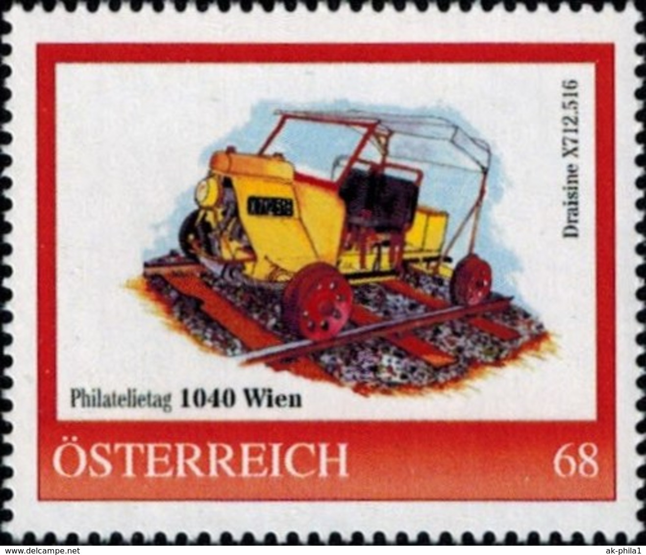 Philatelietag 1040 Wien Draisine X712.516, Pers.BM, Bogennummer 8118412** - Persoonlijke Postzegels