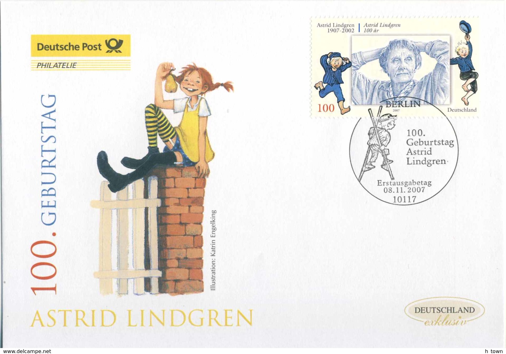 920  Échasses, Astrid Lindgren, Emil (Zozo La Tornade): Env. 1er Jour D'Allemagne, 2007 - Stilts, Emil Of Lönneberga - Autres & Non Classés