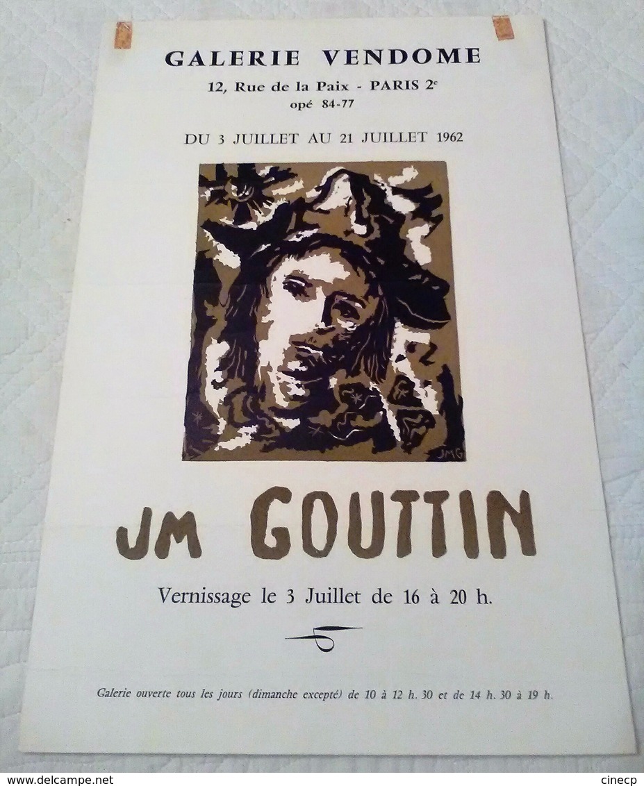 AFFICHE ANCIENNE ORIGINALE EXPOSITION GOUTTIN 1962 Galerie Vendome Paris 2è - J. Grou-Radenez - Affiches