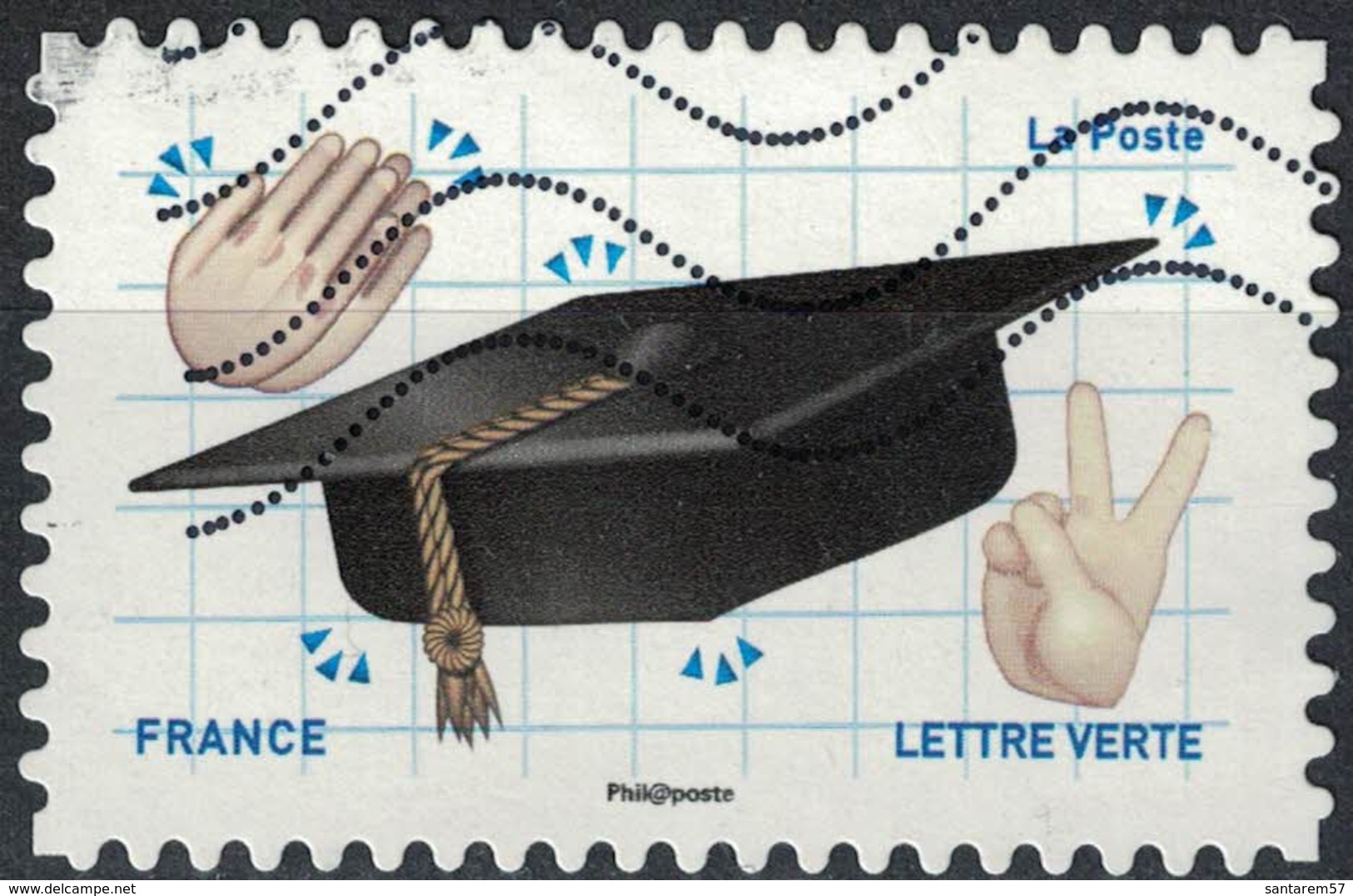 France 2018 Oblitéré Used Emoji Les Messagers De Vos Émotions Bravo Pour Un Diplôme Y&T 1560 - Oblitérés