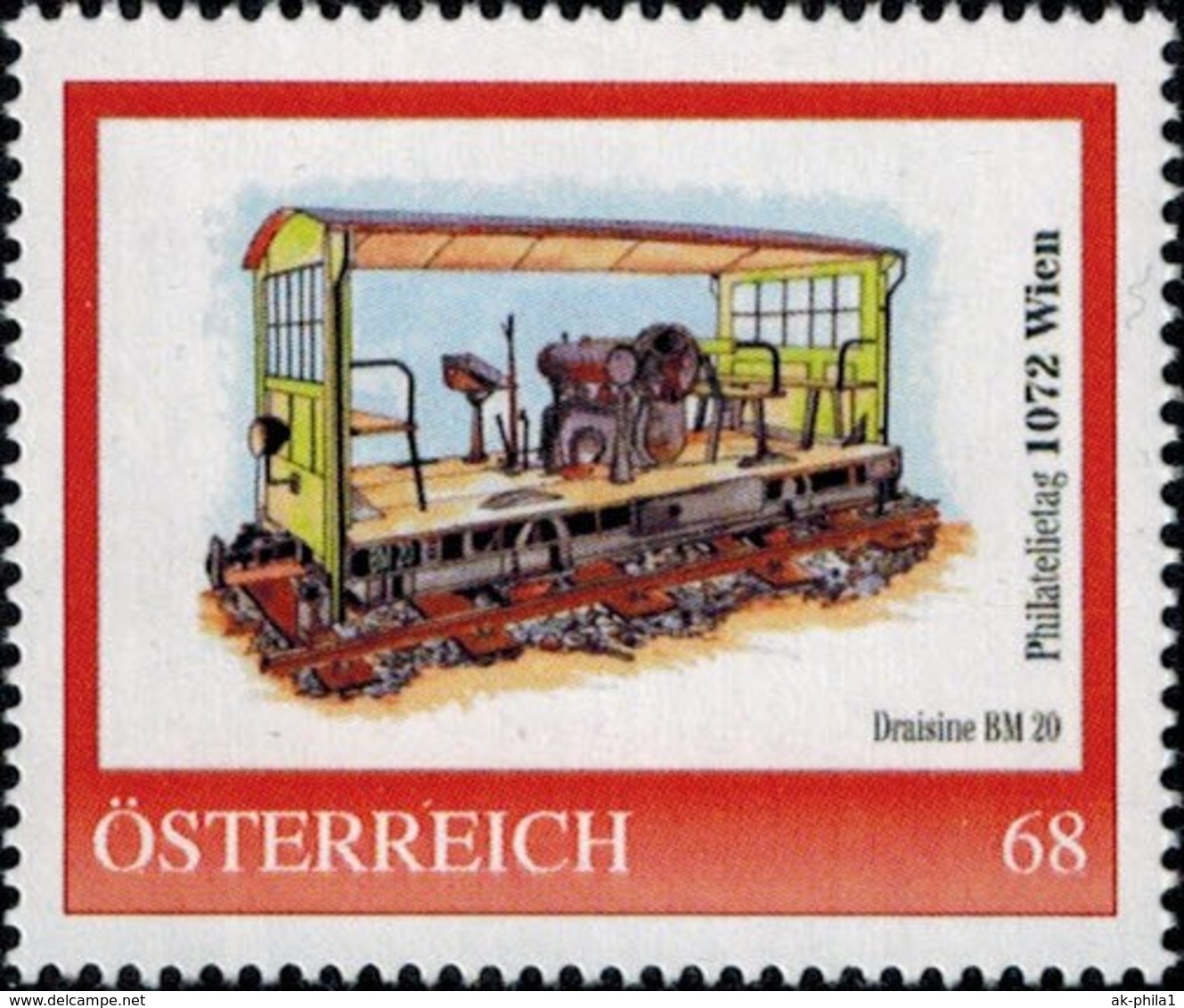 Philatelietag 1072 Wien Draisine Daimler BM 20, Pers.BM, Bogennummer 8119368** - Personalisierte Briefmarken