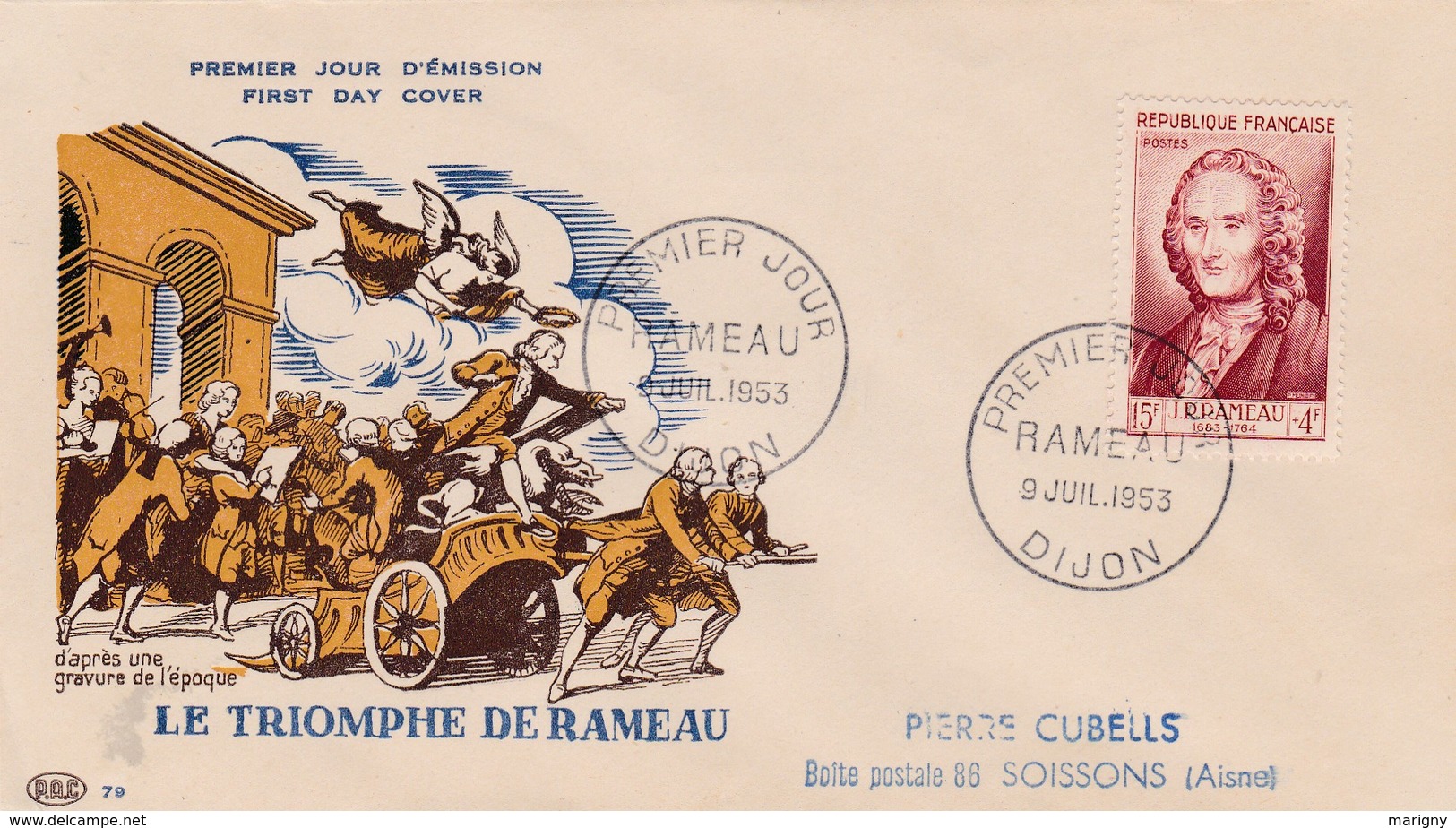LOT DE 14 PREMIER JOUR D'EMISSION DE FRANCE DE 1953 .