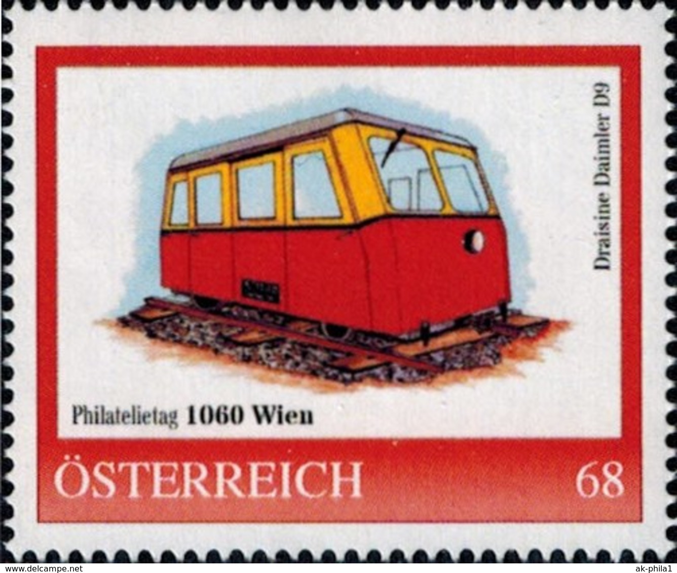 Philatelietag 1060 Wien Draisine Daimler D 9, Pers.BM, Bogennummer 8119001** - Personalisierte Briefmarken