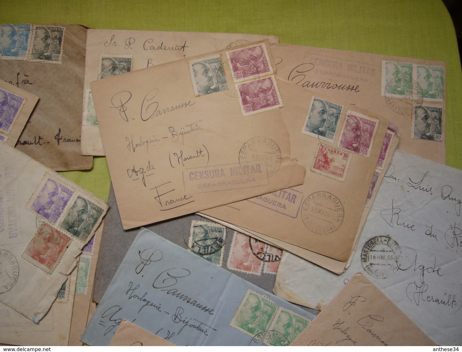 Lot De 48 Lettres D'Espagne 1940 Nombreux Cachets De Censure Militaire - Marques De Censures Nationalistes