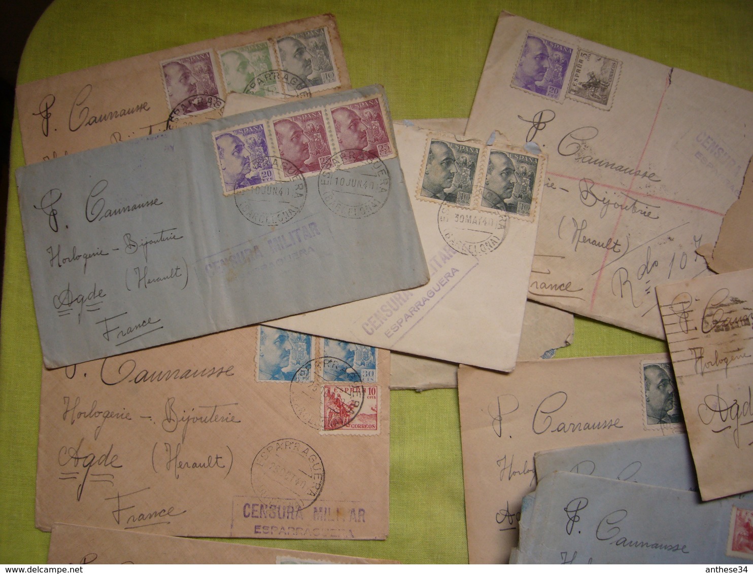 Lot De 48 Lettres D'Espagne 1940 Nombreux Cachets De Censure Militaire - Marques De Censures Nationalistes