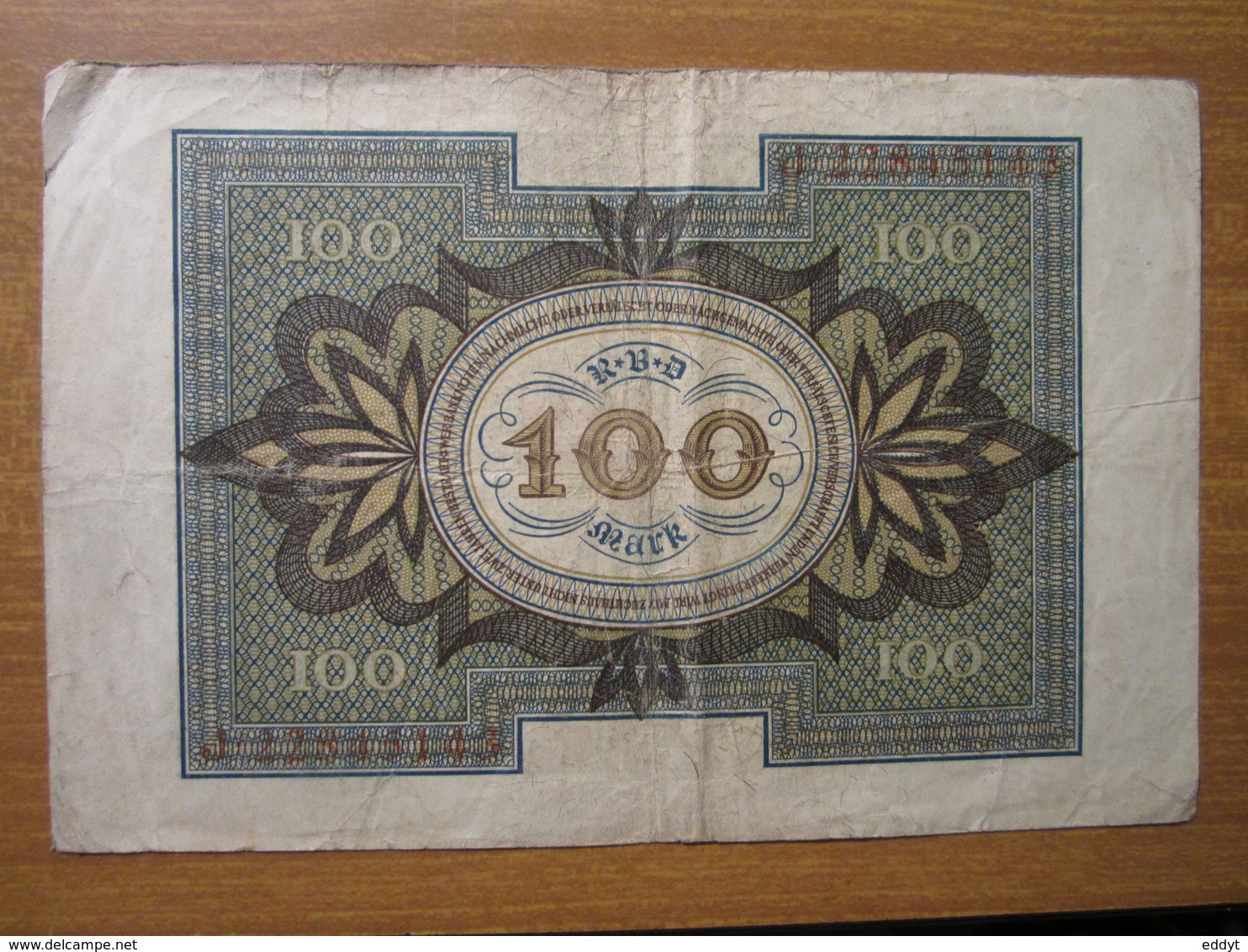 · Billet, Allemagne, 100 Mark  -  Ft: 16 X 10,5 Cm - 1920, - Administración De La Deuda