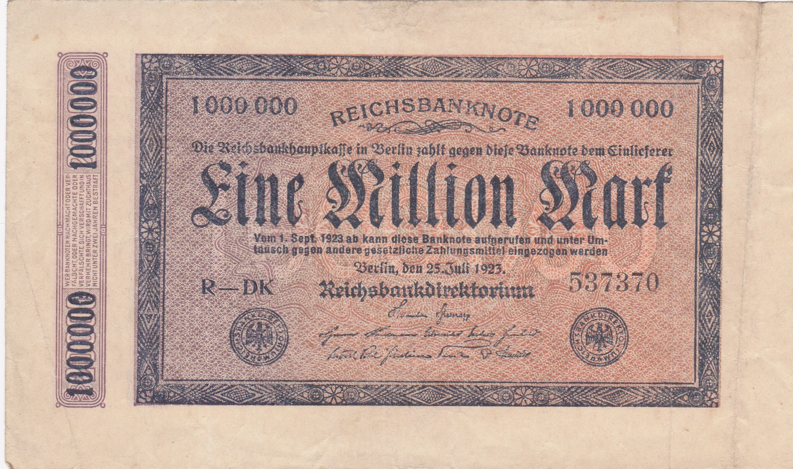 Reichsbanknote 1923 - 1 Million Mark