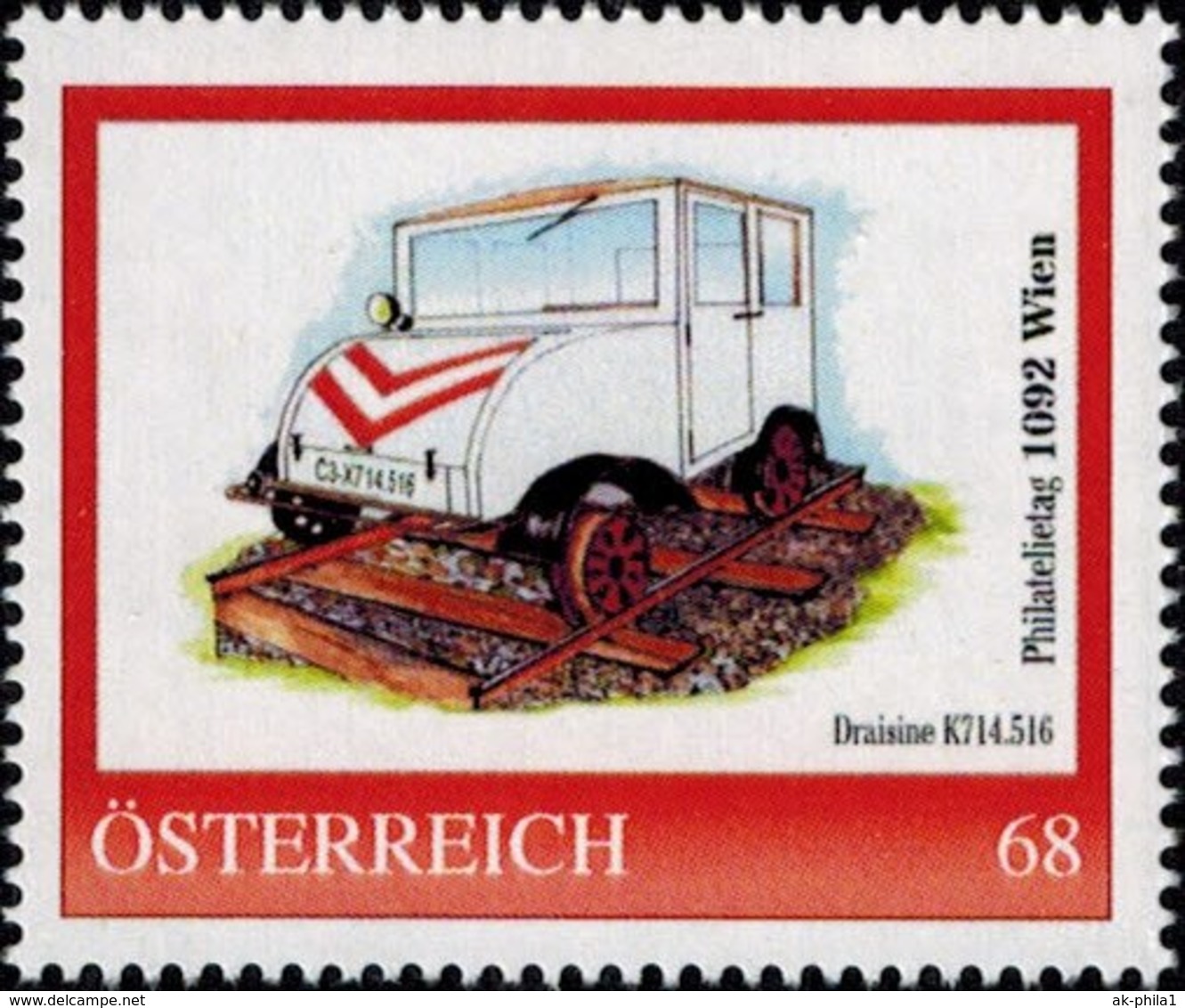 Philatelietag 1092 Wien, Draisine K714.516, Pers.BM, Bogennummer 8119997** - Personalisierte Briefmarken