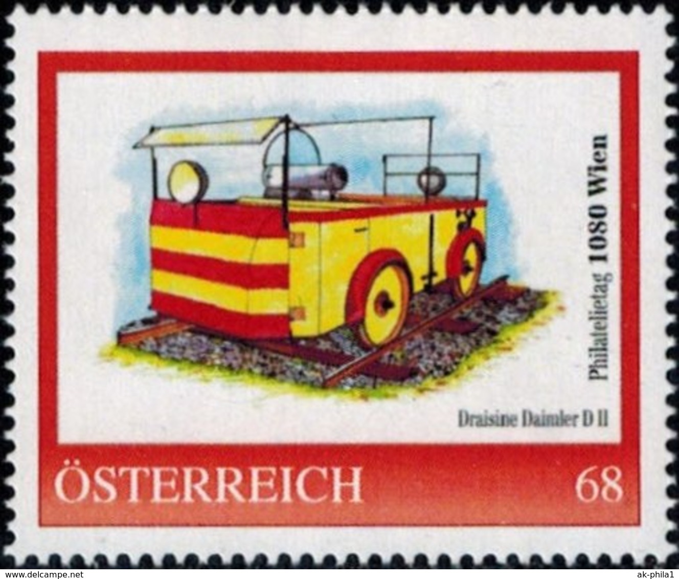 Philatelietag 1080 Wien, Draisine Daimler D II, Pers.BM, Bogennummer 8119375** - Personalisierte Briefmarken