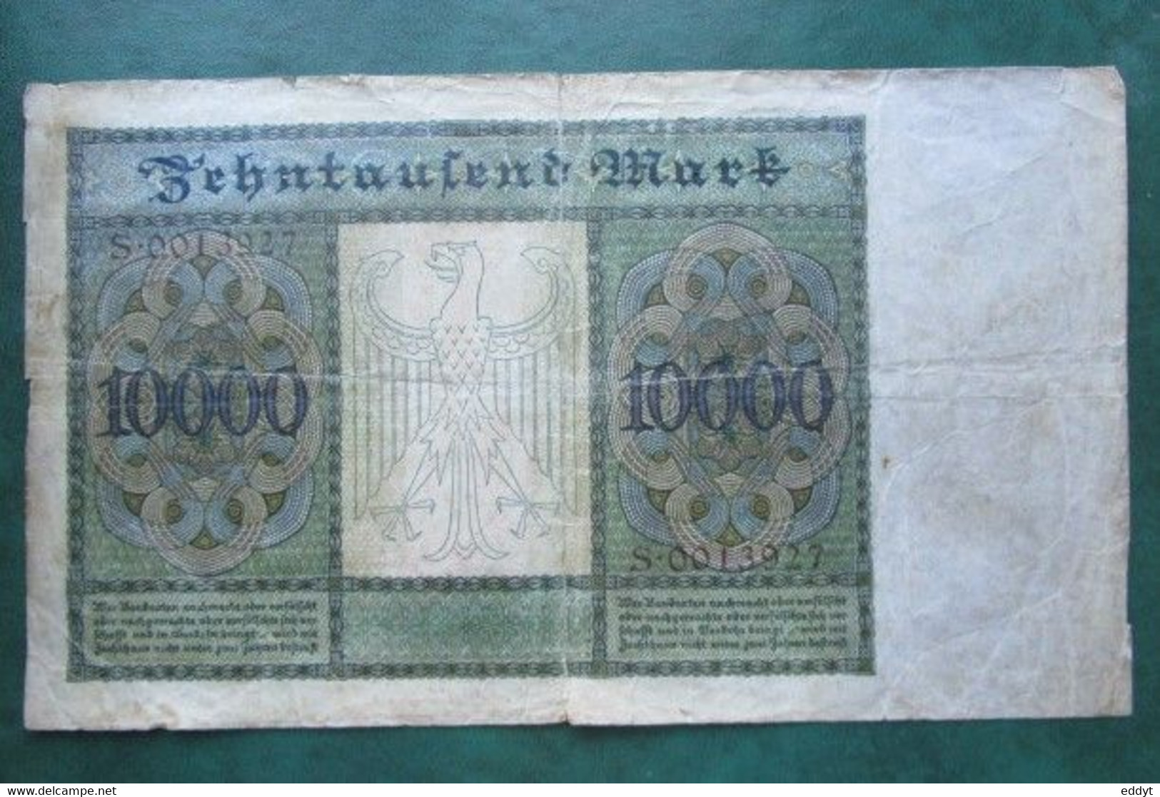 · Billet, Allemagne, 10.000 Mark  -  Ft: 21 X 12,5 Cm - 1922, - Sonstige & Ohne Zuordnung