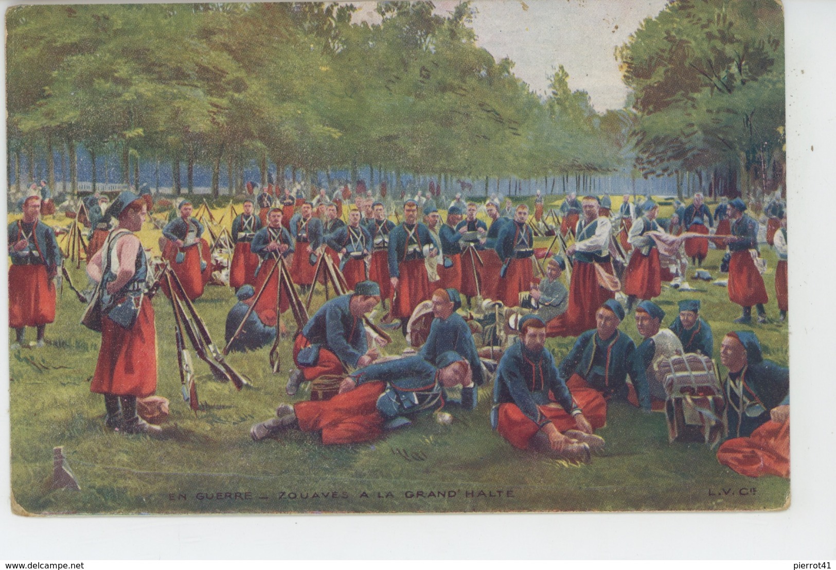 GUERRE 1914-18 - Jolie Carte Fantaisie EN GUERRE - Zouaves à La Grande Halte - Guerre 1914-18