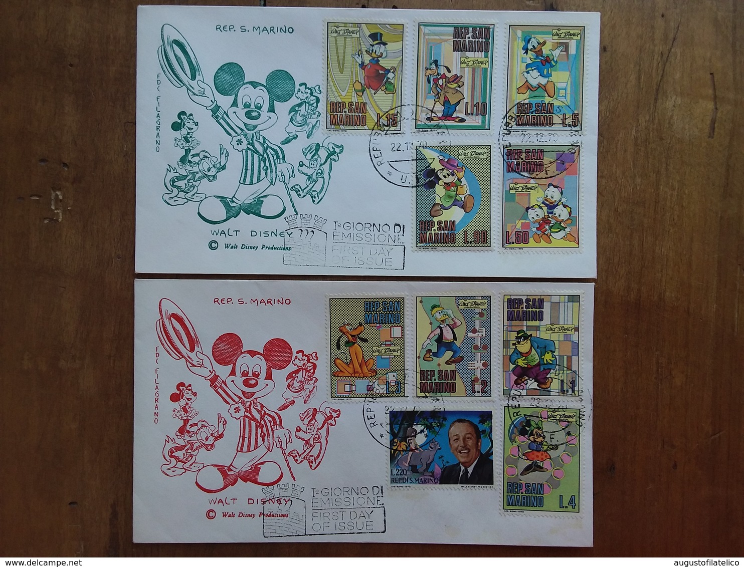 SAN MARINO - Walt Disney - 2 F.D.C. + Spese Postali - FDC