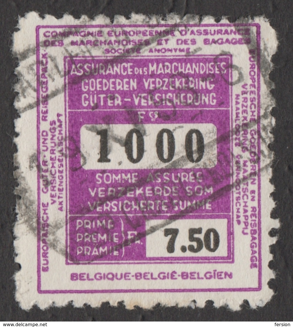 Travel Insurance STAMP / Belgium - Revenue Tax Stamp - Used - Marken