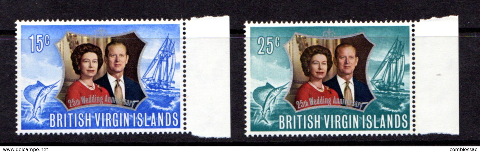 BRITISH  VIRGIN  ISLANDS     1972    Royal  Silver  Wedding    Set  Of  2    MNH - British Virgin Islands