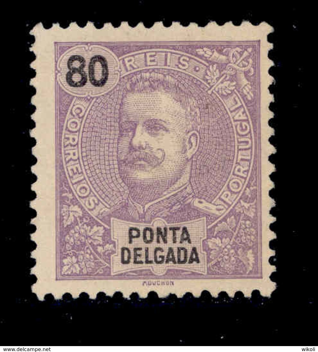 ! ! Ponta Delgada - 1897 D. Carlos 80 R - Af. 21 - No Gum - Ponta Delgada