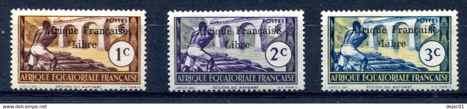 AEF Surcharge "Afrique Française Libre" Yvert 156 157 & 158 2ième Tirage Neuf TC - T 787 - Ungebraucht