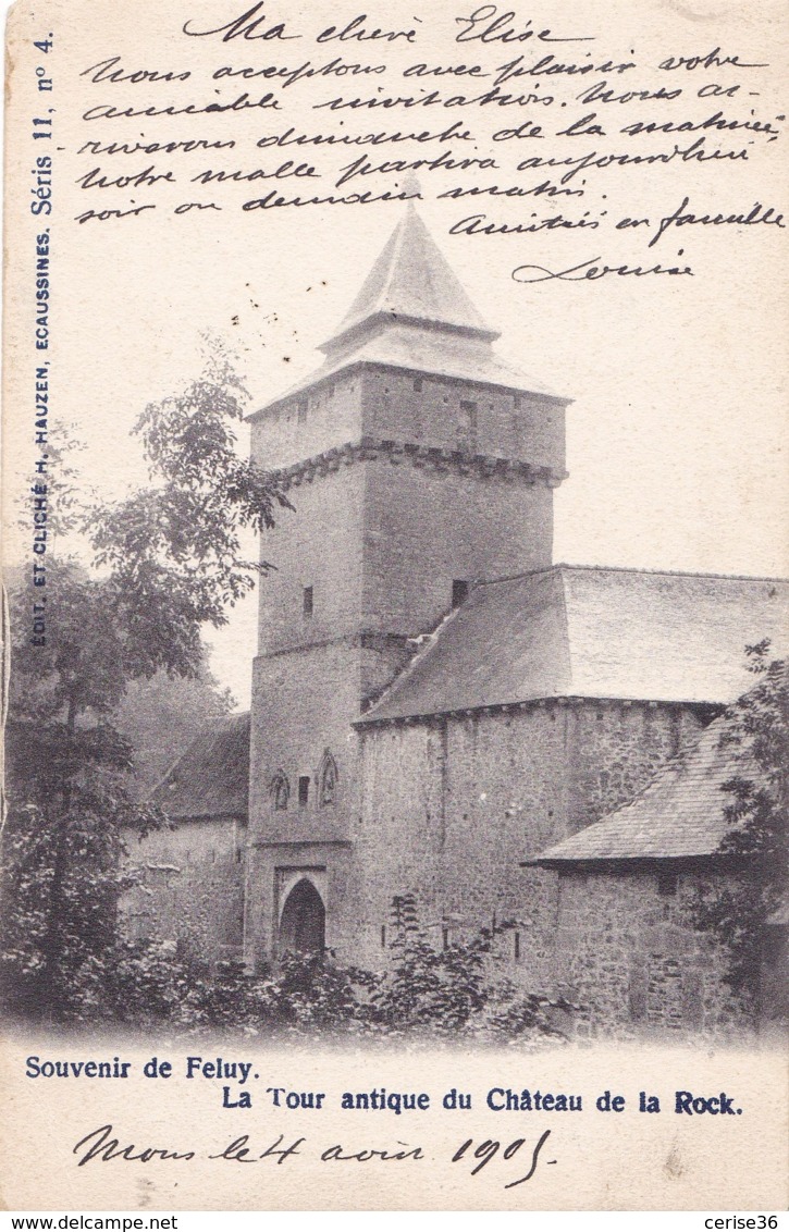 Souvenir De Feluy La Tour Antique Du Château De La Rock Circulée En 1905 - Seneffe