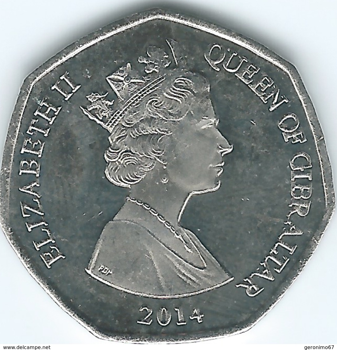 Gibraltar - Elizabeth II - 50 Pence - 2014 - 3rd Portrait - Gibraltar