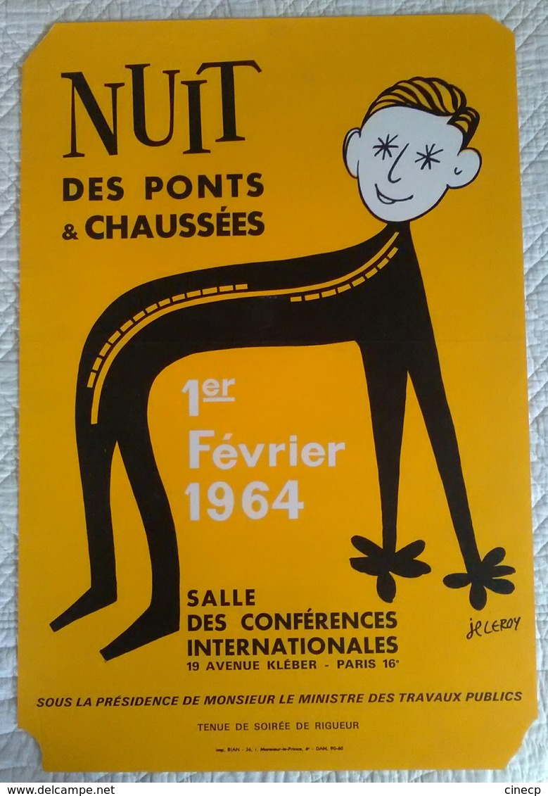 AFFICHE ANCIENNE ORIGINALE GALA ECOLE DES PONTS ET CHAUSSEES 1964 Illustrateur LEROY - Affiches