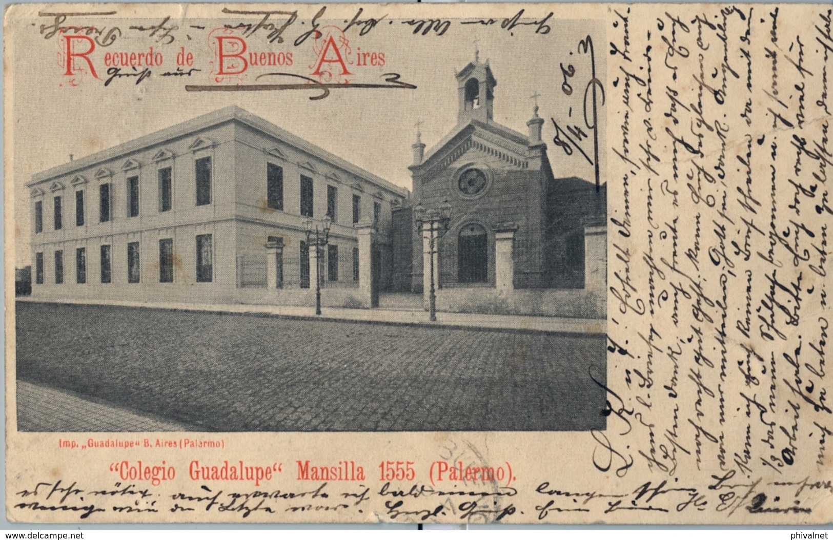 1906 , ARGENTINA , TARJETA POSTAL CIRCULADA , BUENOS AIRES - COBERN . GONDORF , LLEGADA, COLEGIO GUADALUPE - PALERMO - Cartas & Documentos